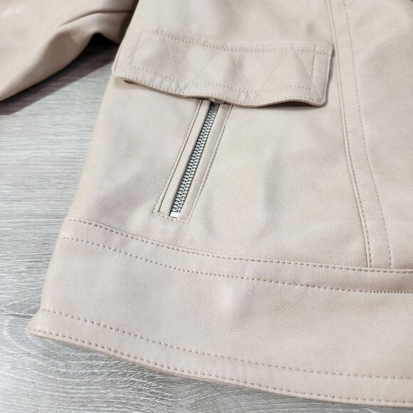 Avec Les Filles Faux Ever Leather Moto Jacket In Sahara New With Tags Women's S - Picture 10 of 16